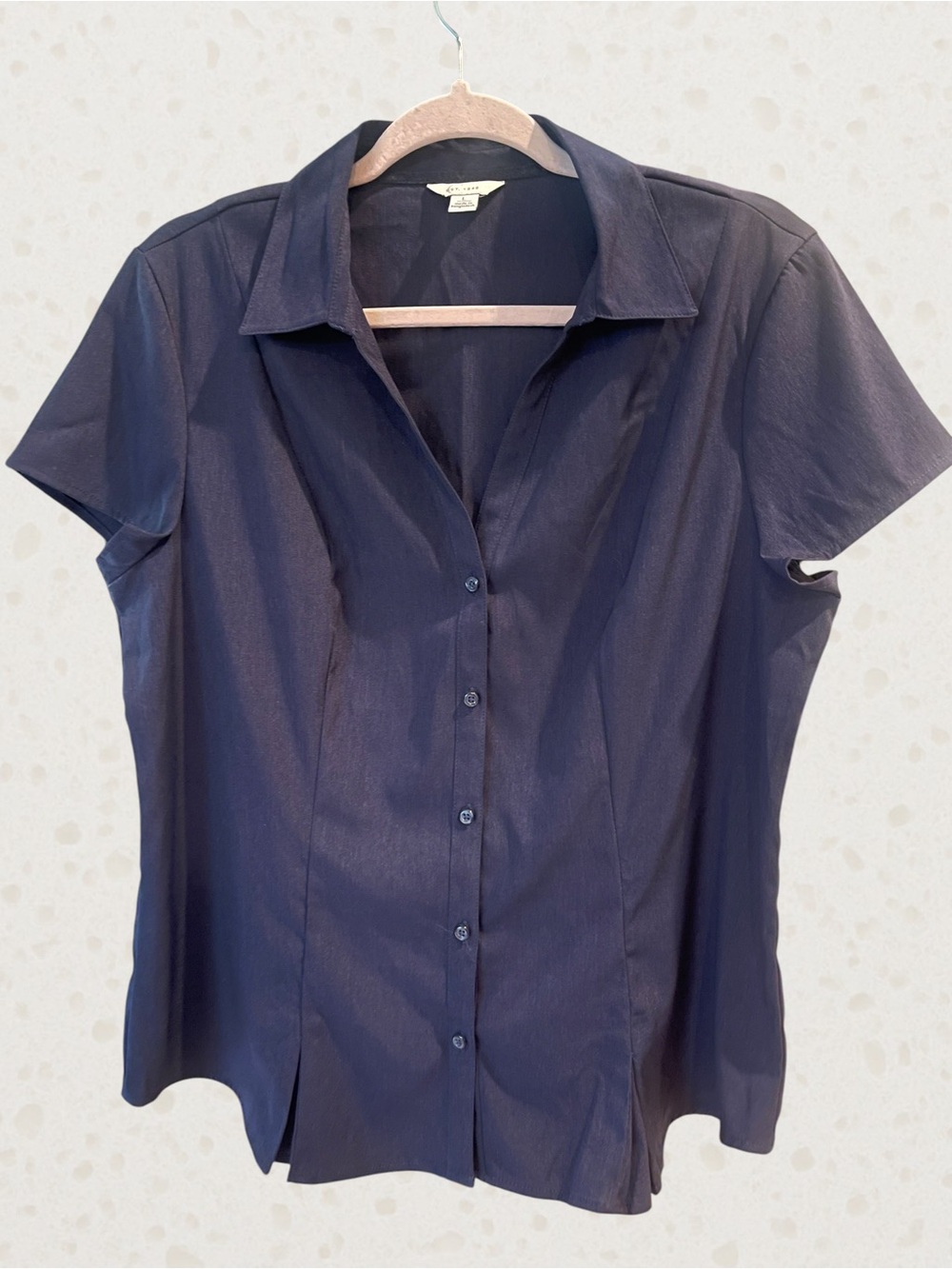 Button-Front Short Sleeve Shirt in Navy by Coldwater Creek